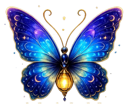 Navi’s luminous blue butterfly emblem